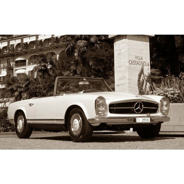 楽天市場 絵画風 壁紙ポスター メルセデス ベンツ 280sl ロードスター 1971年 セピア ヴィンテージ キャラクロ Mbsl 002w1 ワイド版 921mm 576mm レアルインターショップ