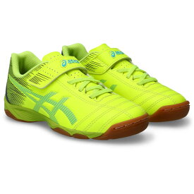 【 asics アシックス】JUNIOLE 6 IN SAFETY YELLOW/AQUARIUM 1104A044 752 サッカー用 ジュニア用 ベルクロ インドア 室内 レアルスポーツ