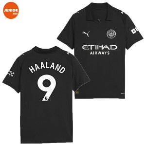 PUMA プーマ KIDS #9 ハーランド 25/26 マンチェスター・シティ MCFC アウェイ レプリカシャツ 780353-02 サッカー ゲームシャツ マーク付き 黒