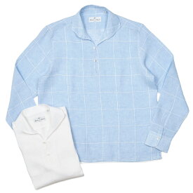 Massimo d'Augusto マッシモ ダウグストALAMARI リネン ウインドウペーン カプリシャツ