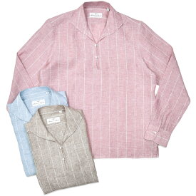 Massimo d'Augusto マッシモ ダウグストALAMARI リネン ストライプ カプリシャツ