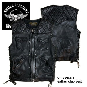 �ySKULL FLIGHT/�X�J���t���C�g�z�x�X�g/LEATHER CLUB VEST/SFLV26-01 ��REALDEALSKULL FLIGHT/�X�J���t���C�g/CALIFORNIA LINE/�J���t�H���j�A���C��/�n�[���[/�o�C�J�[�t�@�b�V����/�X�J���t���C�g �x�X�g/���U�[