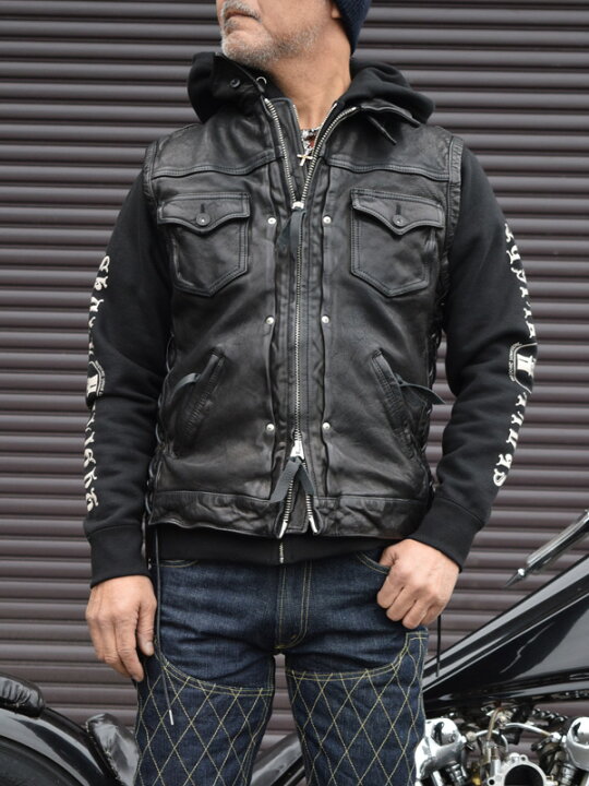 楽天市場】【SKULL FLIGHT/スカルフライト】ベスト/LEATHER CLUB VEST 