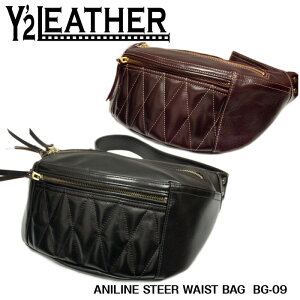 �yY'2LEATHER/���C�c�[���U�[�z���U�[�o�b�N/BG-09-LS/ANILINE STEER WAIST BAG ��REAL DEALBG-09,�J�E�n�C�h,���U�[�o�b�N,�V�����_�[�o�b�N,�A�j�����X�e�A