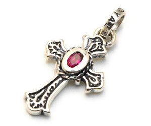 �yROYAL ORDER ���C�����I�[�_�[�z�y���_���g/SP48-2-CZ.SMALL CARVED CROSS WITH PUPUR CZ�IREAL DEAL (�V���o�[925×���b�h�W���R�j�A)
