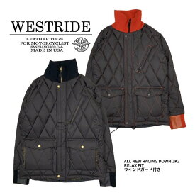 【WEST RIDE/ウエストライド】冬用ジャケット/ALL NEW RACING DOWN JK2 "RELAX FIT"/ウィンドガード付き　ブラック★REAL DEALWESTRIDE/ウエストライド/新潟/MADE IN NIIGATA/ハーレー/バイカー/アメカジ/モーターサイクル/レーシングダウン/RACING DOWN