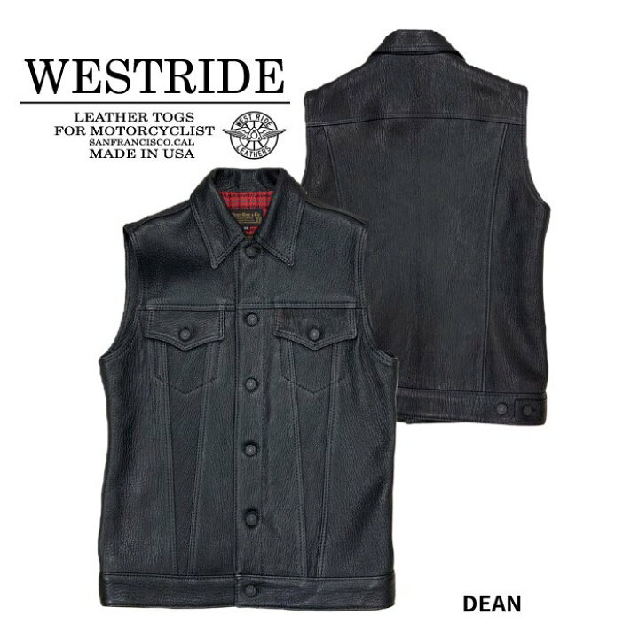 楽天市場】【WESTRIDE/ウエストライド】レザーベスト/DEAN BKG1☆REAL 