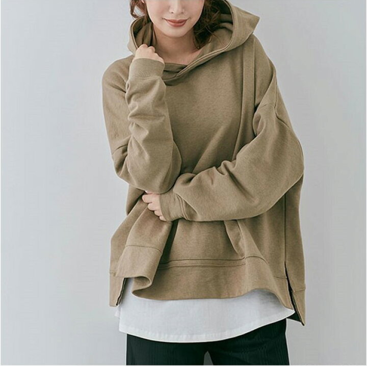 楽天市場】パーカー レディース モカ フーディー ルーズシルエット  