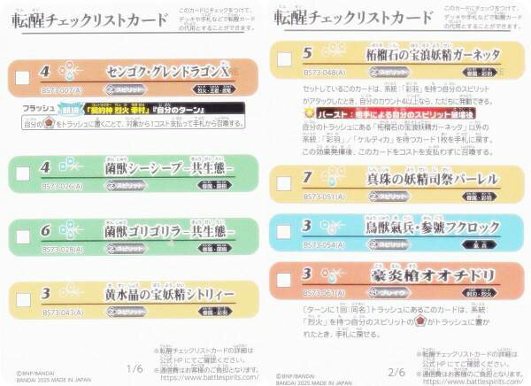 【両面仕様】バトルスピリッツ BS73 [転醒チェックリストカード 1/6 2/6] 契約編：環 第2章 天地転世 BOX購入特典 収録