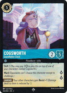 �f�B�Y�j�[ �����J�i 142/204�EEN�E2 Cogsworth - Grandfather Clock (SR �X�[�p�[���A) Disney LORCANA Rise Of The Floodborn