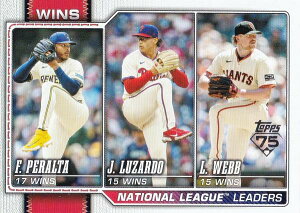MLB �x�[�X�{�[���J�[�h 117 Jesus Luzardo��Freddy Peralta��Logan Webb (BASE/BASE SET/League Leaders) 2026 Topps Series 1