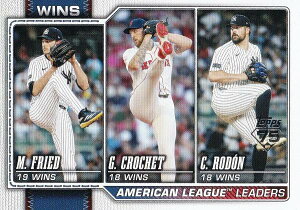 MLB �x�[�X�{�[���J�[�h 130 Max Fried��Garrett Crochet��Carlos Rodon (BASE/BASE SET/League Leaders) 2026 Topps Series 1