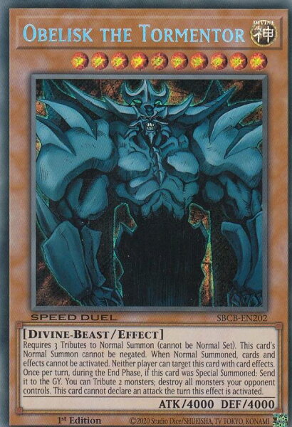 遊戯王 SBCB-EN202 オベリスクの巨神兵 Obelisk the Tormentor (英語版 1st Edition シークレットレア) Speed Duel: Battle City Box