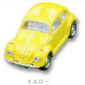 【イエロー】 1/64 Volkswagen Type1 ビートル ダイキャストプルバックミニカー