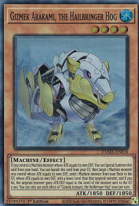 遊戯王 DAMA-EN018 機巧猪−伊服岐雹荒神 Gizmek Arakami, the Hailbringer Hog (英語版 1st Edition スーパーレア) Dawn of Majesty