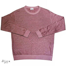 Siora yatsu-sue (シオラ ヤツス) LINEN LOOP KNIT SWEAT (pink)リネン裏毛ループ ジージー 無地 クルーネック ロングスリーブ tシャツ/ メンズ 長袖 トレーナー 上品 / 日本製 / 和歌山産 送料無料 NEW OPEN