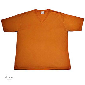 Siora yatsu-sue (シオラ ヤツス) No Fuzzing v-tee ガス焼き加工シルクタッチカットソー(orange) 無地 vネック tシャツ/ メンズ 半袖 上品 / 日本製 / 和歌山産