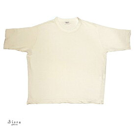 Siora yatsu-sue (シオラ ヤツス) Linen loop knit tee (white)リネン100%裏毛ループショートスリーブカットソー 無地 クルーネック 半袖 tシャツ/ メンズ 長袖 上品 / 日本製 / 和歌山産/男女兼用/ユニセックス