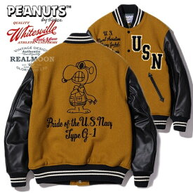 WHITES VILLE アワードジャケット No.WV15444 BUZZ RICKSON'S × PEANUS "30oz.ウールメルトンアワードジャケット" ホワイツビル スタジャン バズリクソンズ ピーナッツ スヌーピー メンズファッション アメカジ