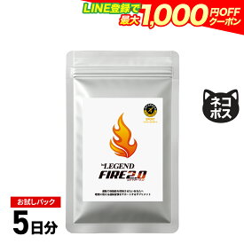 【LINE登録で最大1000円OFF】ビーレジェンドファイヤー2.0 FIRE 2.0 お試しパック【5日分】 Lカルニチン 緑茶抽出物 αリポ酸 カテキン 生姜エキス 烏龍茶エキス ナイアシン ビタミンB1 B2 B6 B12 カフェイン