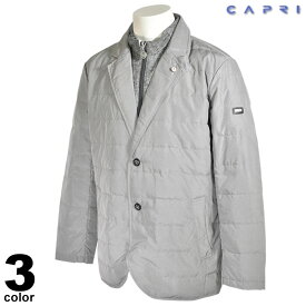 セール 80%OFF CAPRI カプリ ダウンジャケット メンズ 秋冬 ジップアップ ワッペンレザー 二枚衿 ロゴ 3131-6052