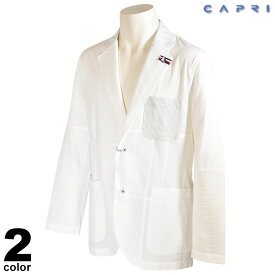 セール 80%OFF CAPRI カプリ テーラードジャケット メンズ 春夏 ストライプ 麻 ロゴ 3231-6002