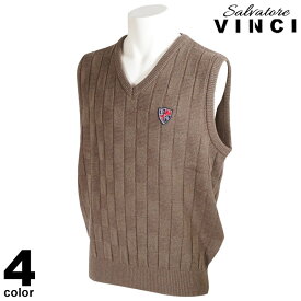 VINCI ヴィンチ ベスト メンズ 2021秋冬 ブイネック セーター ウール ニット 日本製 ロゴ 15-7509-29