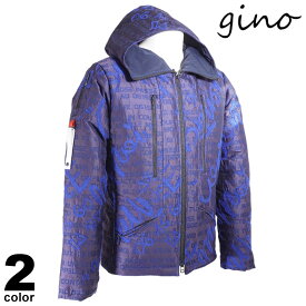 セール 30%OFF gino ジーノ ダウンジャケット メンズ 2021秋冬 ジップアップ フード付き 裏地付き 総柄 ロゴ 15-3105-02