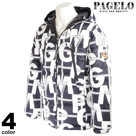 PAGELO パジェロ ダウンジャケット メンズ 2021秋冬 ダウン フード付き ジップアップ ワッペン ロゴ 15-3111-27