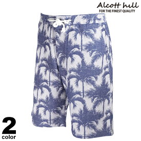 セール 30%OFF ALCOTT HILL アルコットヒル ショートパンツ メンズ 春夏 総柄 コットン100% ロゴ 11-5505-10