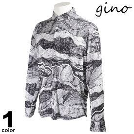 セール 30%OFF gino ジーノ 長袖 カジュアルシャツ メンズ 2022秋冬 総柄 フランス製生地 日本製 ロゴ 25-1002-02