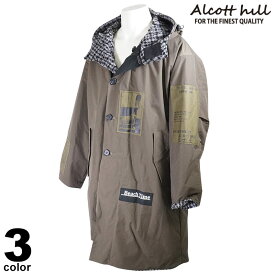 セール 30%OFF ALCOTT HILL アルコットヒル ブルゾンコート メンズ 秋冬 リバーシブル ボア素材 フード付き 防寒 ロゴ 25-4901-10