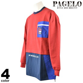 PAGELO パジェロ トレーナー メンズ 2023秋冬 クルーネック 胸ポケット付き ロゴ 35-1503-07n