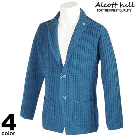 セール 30%OFF ALCOTT HILL アルコットヒル テーラードジャケット メンズ 春夏 ニット調 編み込み M L LL ロゴ 31-4110-10t