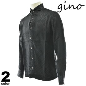 セール 30%OFF gino ジーノ 長袖 カジュアルシャツ メンズ 春夏 アセテート 総柄 日本製 41-1001-02