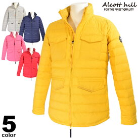 SALE 70%OFF アルコットヒル ALCOTT HILL 長袖ダウンジャケット メンズ 秋冬 無地 ジップアップ ロゴ 95-3105-10