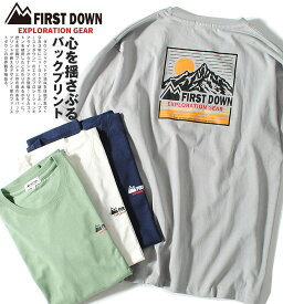 Tシャツ 半袖 FIRST DOWN EXPLORATION GEAR スクエア 山ロゴ ファーストダウン ブランド メンズ USAコットン アウトドア 父の日 無料ラッピング