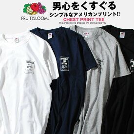 ラウンドスクエア ロゴ Tシャツ fruit of the loom フルーツオブザルーム TEE 夏物 夏服 U.S.Aコットン 半袖メンズ 綿100%