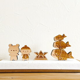 【国産紀州熊野ひのき】ちょこっと五月人形・鯉のぼりセット　　兜 金太郎 くま こどもの日 端午の節句 初節句 木製 男の子 可愛い お祝い プレゼント ギフト ラッピング 出産祝い ナチュラル プチ コンパクト 省スペース 小さい Sサイズ インテリア