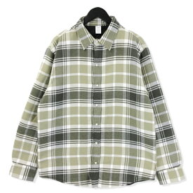 【中古】美品 jjjjound ジョウンド サーマルシャツジャケット Thermal Shirt jacket キルティング チェック オリーブ L メンズ20018213
