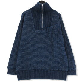 【中古】未使用 Porter Classic ポータークラシック ビートニック 剣道 ニット ハーフジップ PC-030-2453 KENDO KNIT HALF ZIP ブルー L ケンドー BEATNIK メンズ71009062