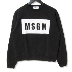 【中古】MSGM エムエスジーエム クルーネックスウェット 2741MDM96 BOX LOGO RTW レディース 裏起毛 ロゴ 長袖 ブラック 黒 L レディース 27105608