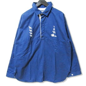 【中古】MOUNTAIN RESEARCH × BEAMS PLUS マウンテンリサーチ ビームスプラス ラガーシャツ MTR-3637 動物刺繍 日本製 ブルー L メンズ27105661