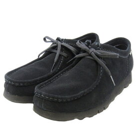 【最大10%OFFクーポン配布中】【中古】美品 Clarks クラークス UK9G ワラビー ゴアテックス 26149449 スエード Wallabee GTX モカシン 防水透湿 ブラック 黒 ビブラムソール ワークブーツ シューズ35003114