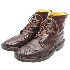 【中古】Tricker's トリッカーズ UK6.5 カントリーブーツ M2508 コードバン MALTON モールトン ダイナイトソール バーガンディ ブローグブーツ ウイングチップ スムースレザー ブーツ35003204