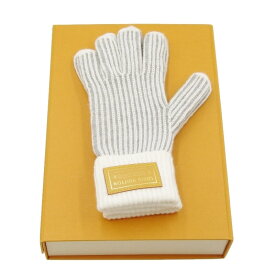 【中古】LOUIS VUITTON ルイヴィトン グローブ ネヴァーフル M7800A カシミヤ ニット手袋 レザーパッチ フライトモード 2024AW グレー レディース メンズ ストライプ 30013071