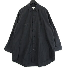 【中古】HERILL ヘリル スビンコットン ワークシャツ 22-050-HL-8030-1 長袖シャツ Suvin Work Shirts 日本製 ブラック 黒 1 メンズ 18000370