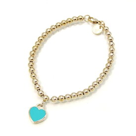 【中古】美品 Tiffany&Co. ティファニー ブレスレット ブルー ハート タグ ビーズ リターントゥティファニー ボールチェーン Ag925 SV925 エナメル レディース シルバー 28010284