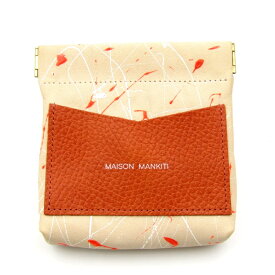 【中古】美品 MAISON MANKITI メゾンマンキチ ワンタッチ コインケース drip type イタリアンレザー ドラーロ ナチュラル/オレンジ レザー 24005323
