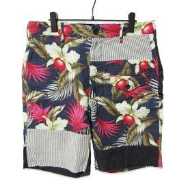 【中古】ENGINEERED GARMENTS エンジニアドガーメンツ ワークショーツ 花柄 切り替え USA製 フラワー ネイビー Sメンズ 27111366